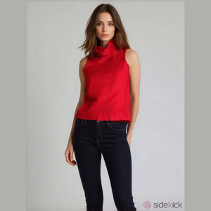 Bellissima fashions red knit sleeveless cowl neck women’s shirt small